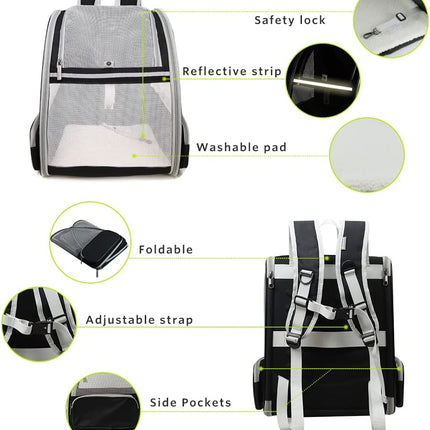 "Chic Bubble Backpack Pet Carrier for Cats & Dogs - Travel in Comfort & Style (Black)"