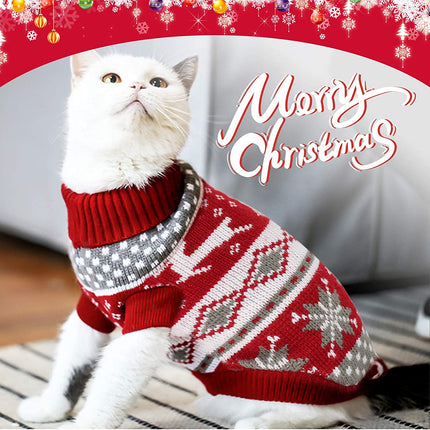 Furry Festive Fashion: 2-Pack of Purr-fectly Cozy Cat & Pup Christmas Sweaters - Reindeer Games & Snowflake Shenanigans!