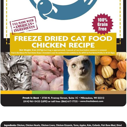 "Premium Freeze-Dried Raw Chicken Cat Food - 8 oz of Pure, Wholesome Nutrition!"