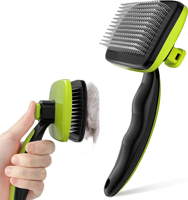 "Self-Cleaning Slicker Brush: Effortless Grooming for Dogs, Cats, and Rabbits - Perfect for Shedding and Massaging All Hair Types!"